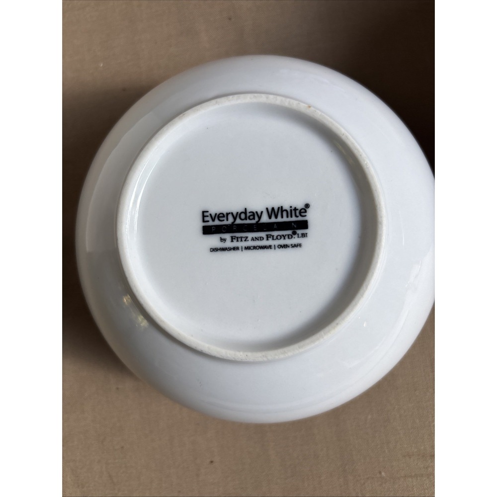 2 FITZ AND FLOYD EVERYDAY WHITE BEADED SOUP CEREAL BOWLS SET OF 2 - 5.5" Wide - Picture 5 of 6